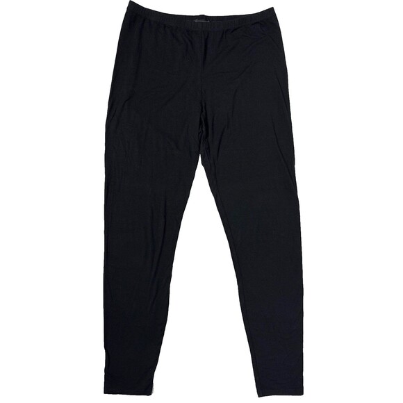 Eileen Fisher Black Viscose Spandex Elastic Waist Pants USA Made Women Sz M (B2) - Picture 1 of 9